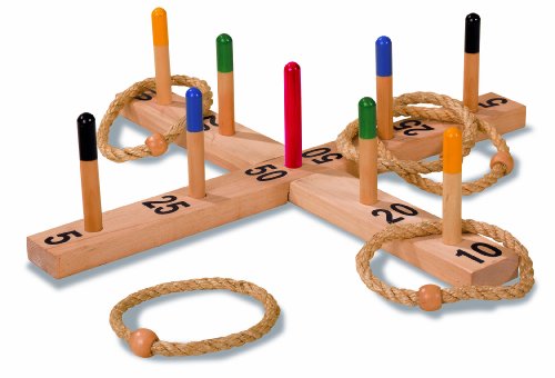 Eichhorn 4505 - Outdoor Ringwurfspiel aus Holz - 50x50 cm mit 5