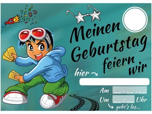 Einladungskarten Kindergeburtstag Jungen – Coole Einladung zum Geburtstag für Jungs – Boys Party 