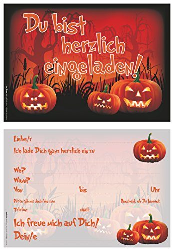 12er Set Halloween Einladungen / Gruselige lustige Einladungskarten für eure Halloweenparty 