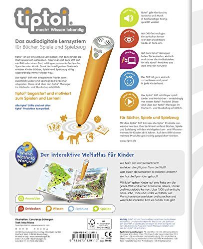 Ravensburger Tiptoi Libro Atlante 'Il Mio Grande Mappamondo' + Penna Tiptoi Create Con Registrazione, Gioco Educativo Per Bambini Dai 5 Anni