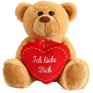 Matches21 Teddybär 25 Cm Mit 'Ich Liebe Dich' Herz – Kuscheliger Plüschbär